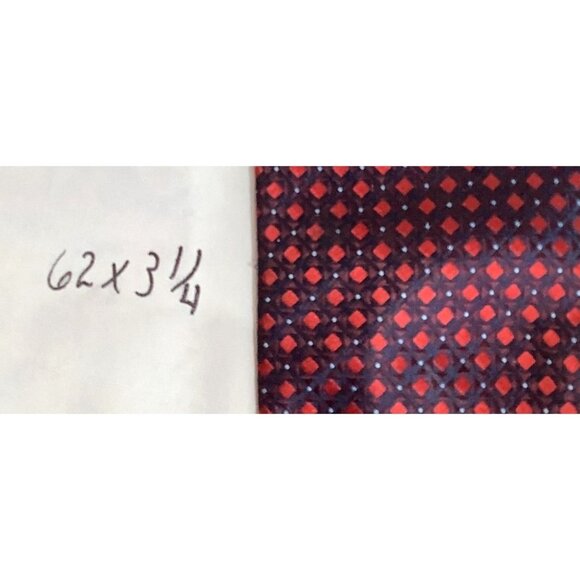 Mens Brooks Brothers Silk Tie  62" Red & Navy Diamond Pattern - Picture 6 of 6